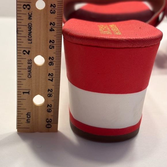 Michael Michael Kors Women's Wedges Sandals Slip On SZ 8 Red White Gold MK Accen - Picture 9 of 12